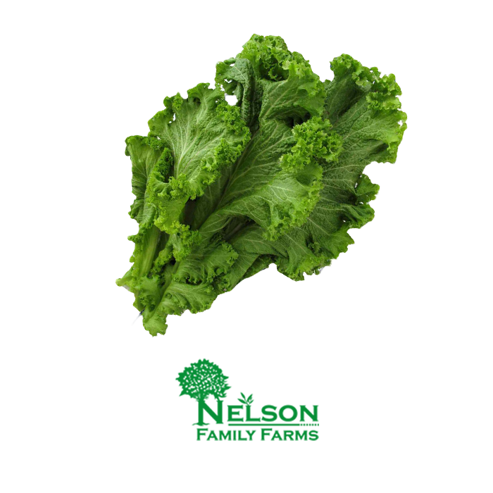 Fresh Greens in transparent background with Nelson Family Farms logo