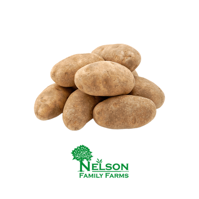 Fresh Idaho Potatoes in transparent background with Nelson Family Farms logo