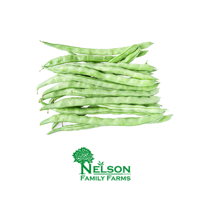 Fresh Pole Beans (Kentucky Wonders) in transparent background with Nelson Family Farms logo